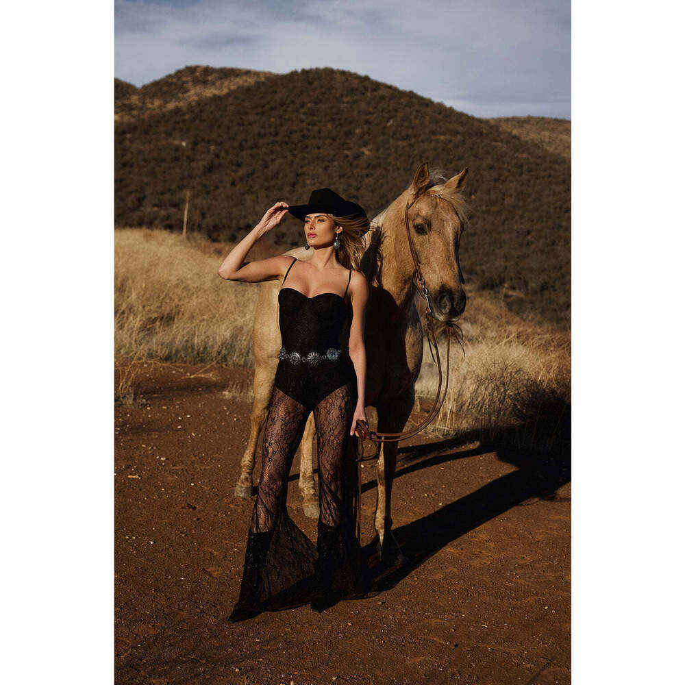 12th Tribe Belladonna Black Lace Jumpsuit Size MM